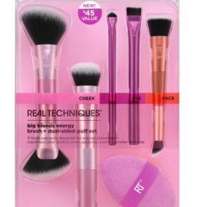 Real Techniques Big Blends Energy Brush + Dual-Sided Puff Set